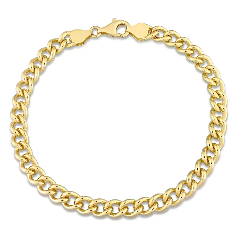 Satin silver bangles-Infinity Rings-Miadora 18kt Yellow Gold Plated Sterling Silver Curb Chain Men's Bracelet