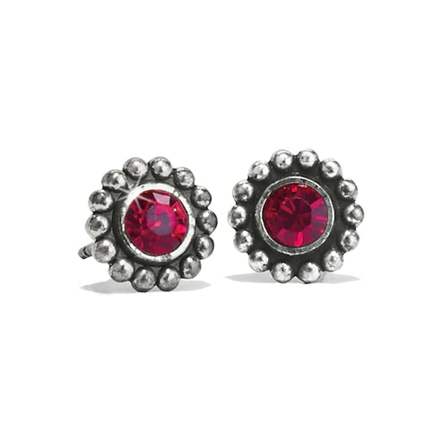 Flower Earrings-Brighton | Silver Tone Twinkle Mini Post Earrings in Garnet