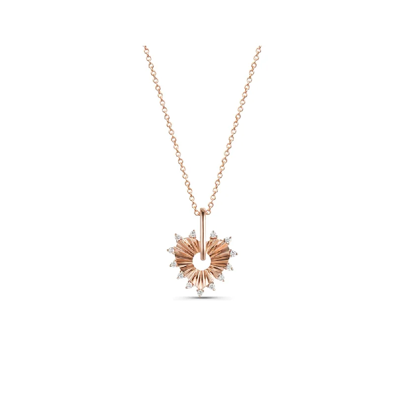 Cool wood necklaces-Contemporary Necklaces-14K Diamond Fluted Heart Necklace