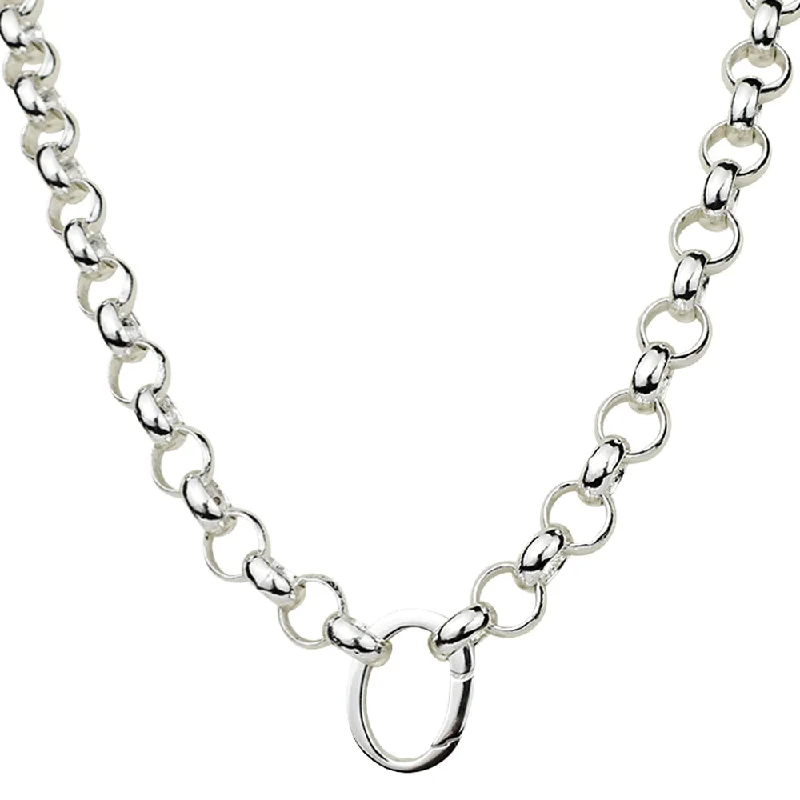 Knotted link necklaces-Symbol Necklaces-Large Open Ring Charm Holder 17" Necklace (Sterling Silvertone)