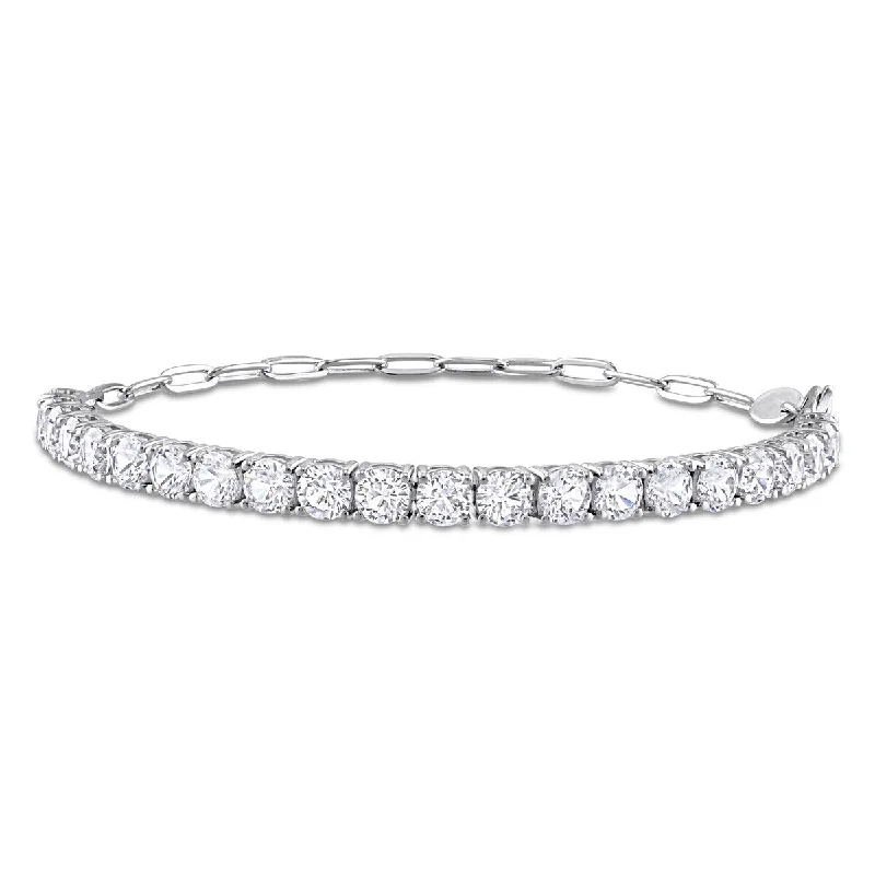 Swirl pattern bangles-Square Bangles-Miadora 6ct TGW Created White Sapphire Semi Tennis Bracelet Chain Sterling Silver