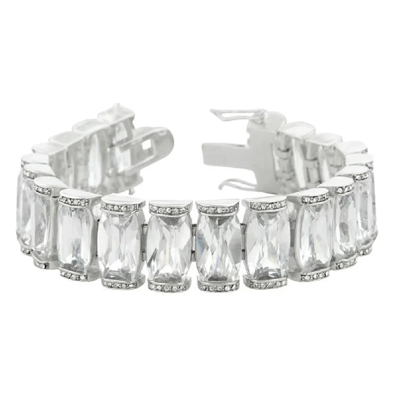 Radiant star bangles-Rock Bangles-Elegant Bridal Bracelet Sparkling Cubic Zirconia Women's Tennis Bracelet - 7.25 Inch