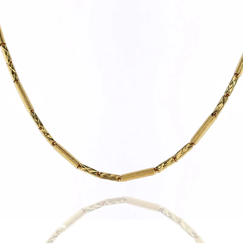 Gem braid necklaces-Hip Hop Necklaces-Estate 22k Yellow Gold Alternating Rectangular Bars Necklace