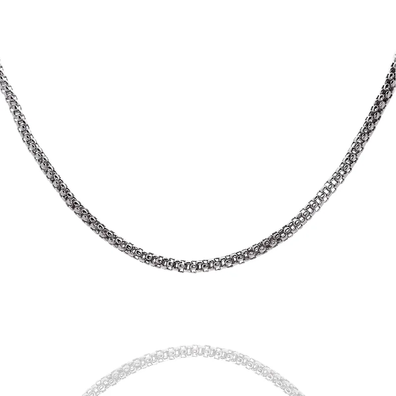 Web choker necklaces-Artisan Necklaces-Estate 18k White Gold Rounded Mesh Design Necklace