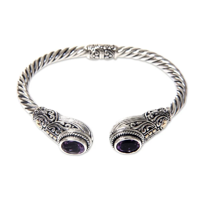 Silk edge bangles-Fantasy Bangles-Handmade Gold Accent Empress of Gelgel Amethyst Bracelet (Indonesia)