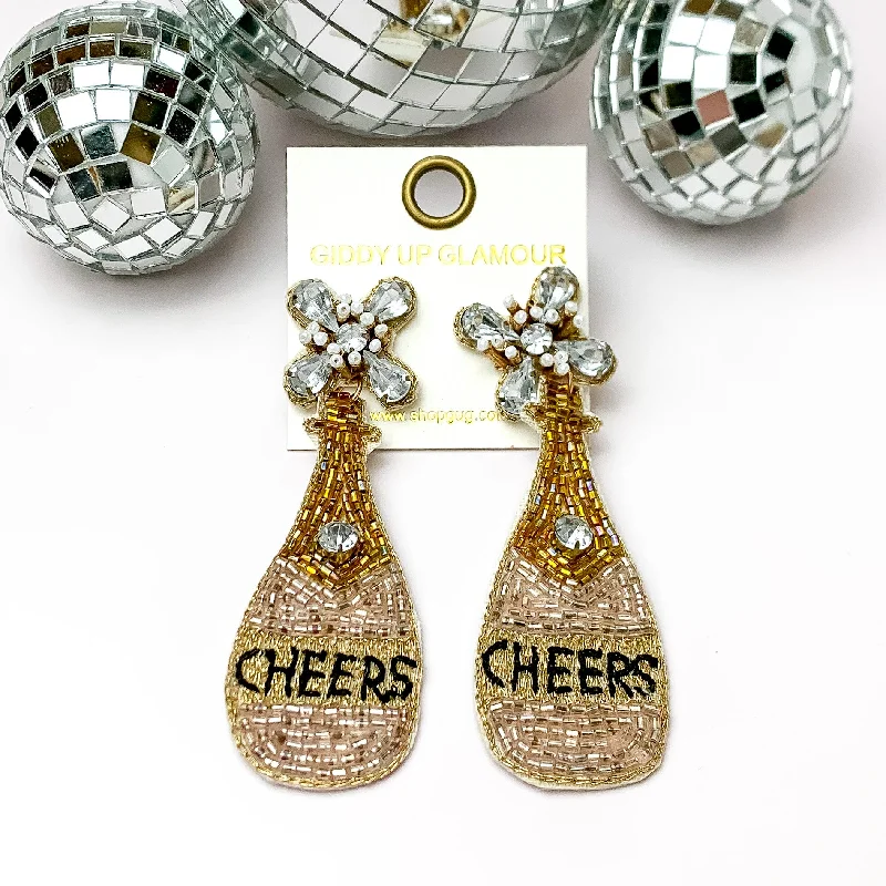 Key Earrings-Cheers to These Beaded and Jeweled Champagne Bottle Earrings