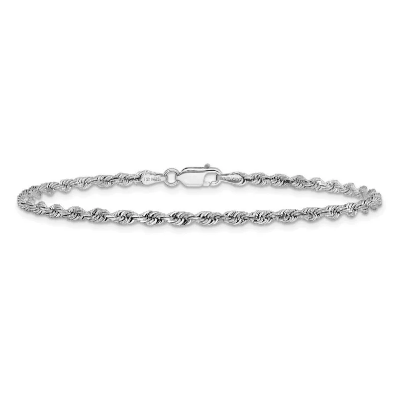 Dual-tone bangles-Rock Rings-Curata 10k White Gold 8" 3.0mm Sparkle Cut Quadruple Rope Chain Bracelet