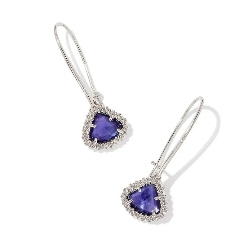 Moon Earrings-Kendra Scott | Framed Kendall Silver Wire Drop Earrings in Dark Lavender Illusion