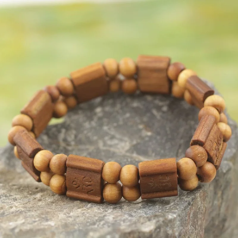 Thread wrap bangles-Arrow Bangles-Handmade Sese Wood 'Brown Radiance' Bracelet (Ghana)