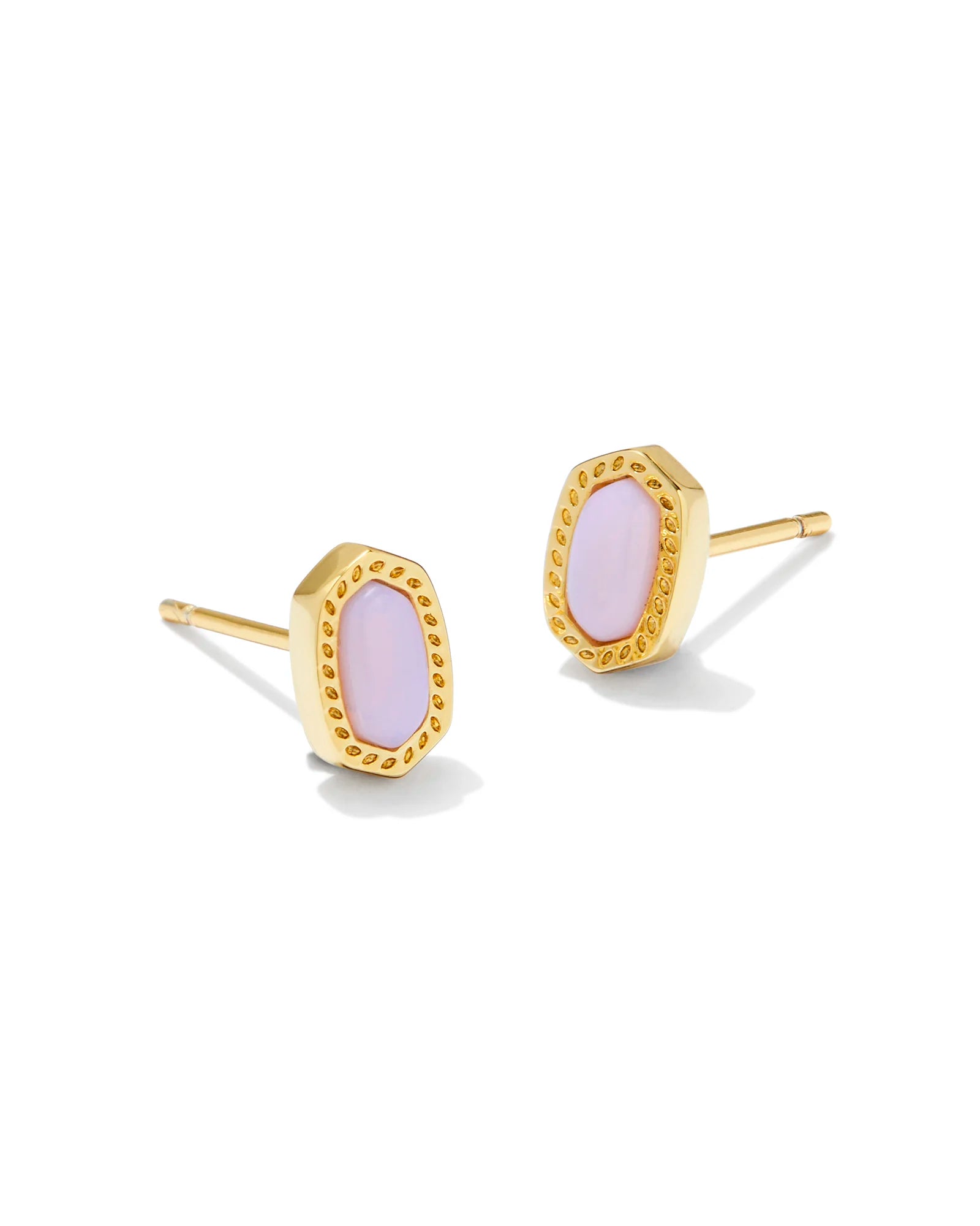 Sun Earrings-Kendra Scott | Mini Ellie Gold Stud Earrings in Pink Opalite Crystal