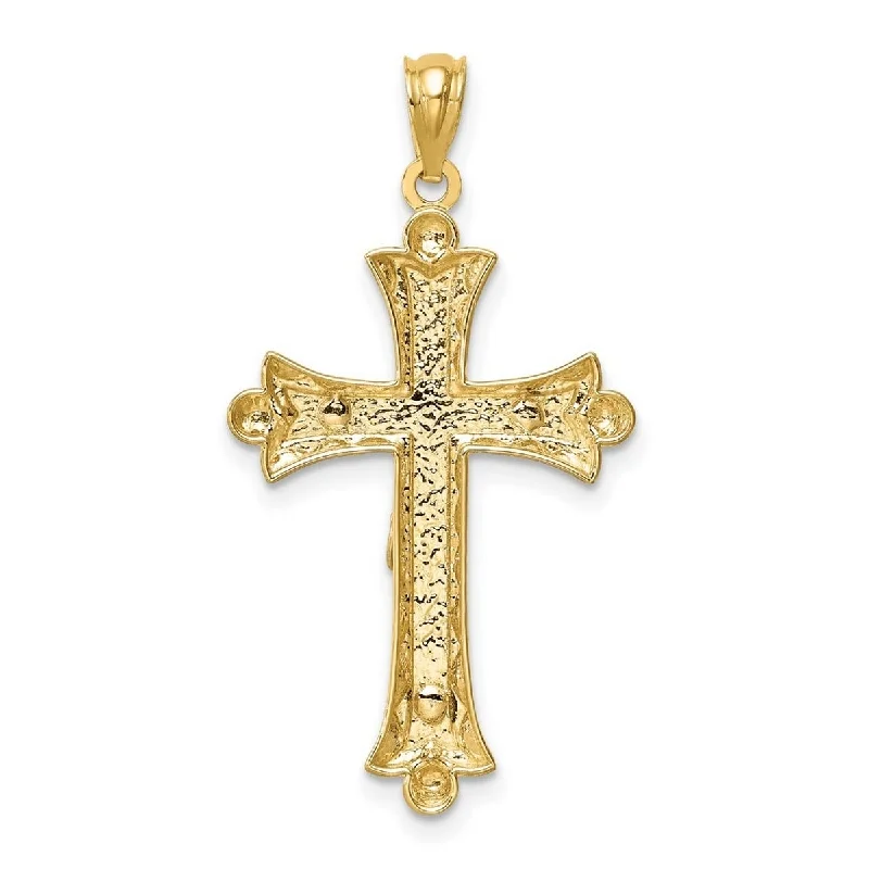 Moon sign necklaces-Formal Necklaces-Curata 14k Two tone Gold 18" Florentine Crucifix Cross Necklace (17mm x33mm)