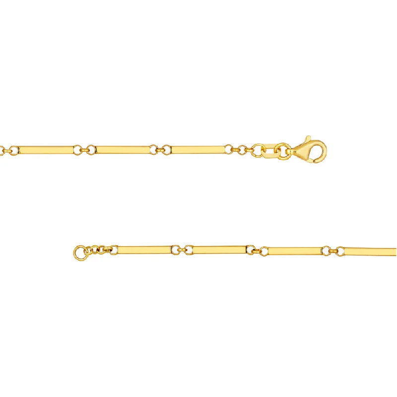 Gem braid necklaces-Hip Hop Necklaces-14k Gold Rectangle Bar Station Chain Necklace