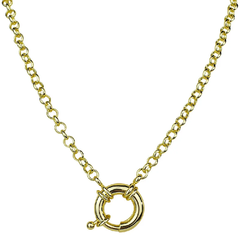 Solar star necklaces-Elegant Necklaces-Sailor Clasp Rolo Chain Charm Holder 18" Necklace (Goldtone)