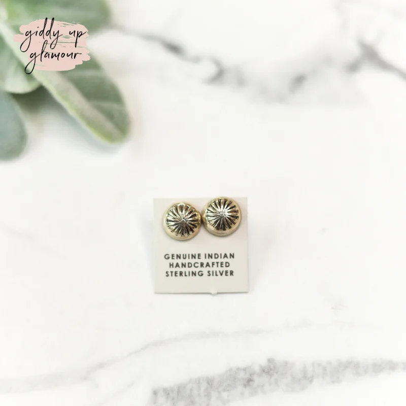 Hypoallergenic Earrings-Navajo | Navajo Handmade Sterling Silver Small Concho Stud Earrings