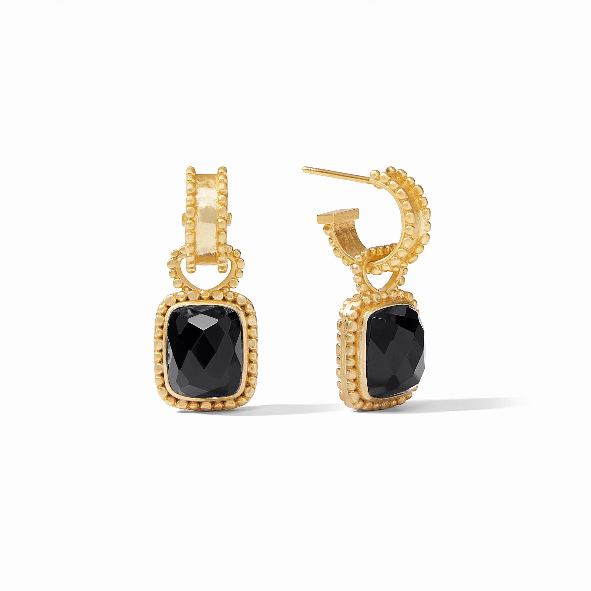 Push-Back Earrings-Julie Vos | Marbella Gold Hoop Earrings & Charm in Obsidian Black