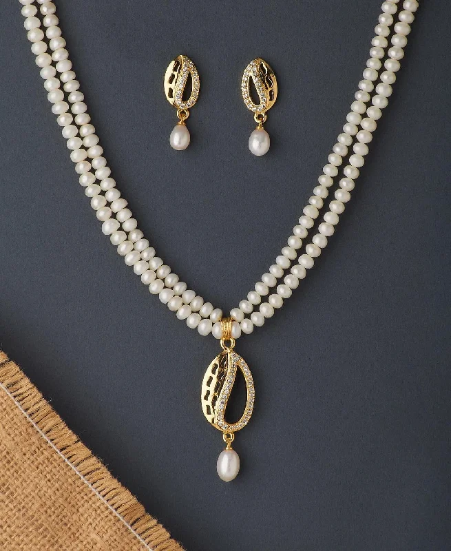 Dew glass necklaces-Luxury Necklaces-Elegant Real Pearl Necklace Set