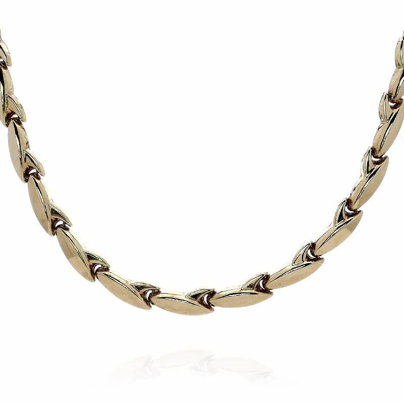 Playful bead necklaces-Classic Necklaces-Estate 14k Yellow Gold 17.5" Polished Marquise Link Necklace