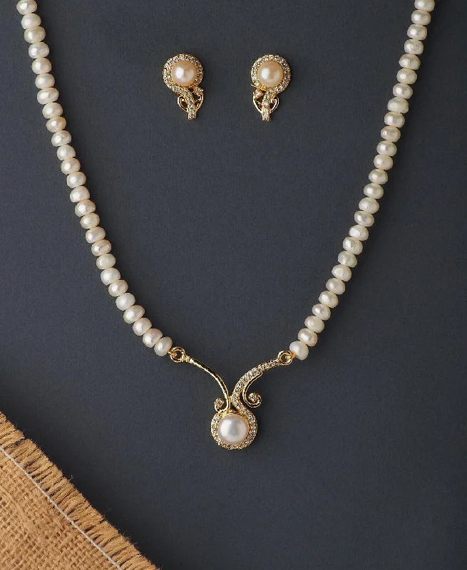 Twig weave necklaces-Casual Necklaces-Elegant Real Pearl Necklace Set