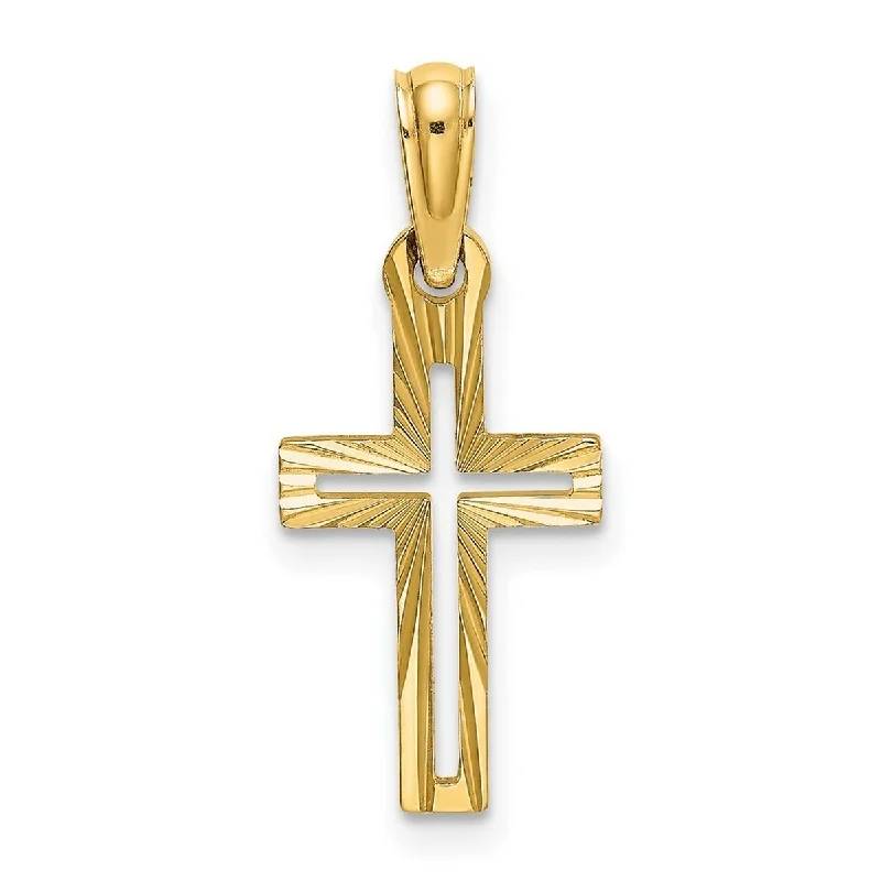 Grand diamond necklaces-Initial Necklaces-Curata 14k Yellow Gold Mini Diamond Cut Cut-out Cross Necklace 12mm x 22mm