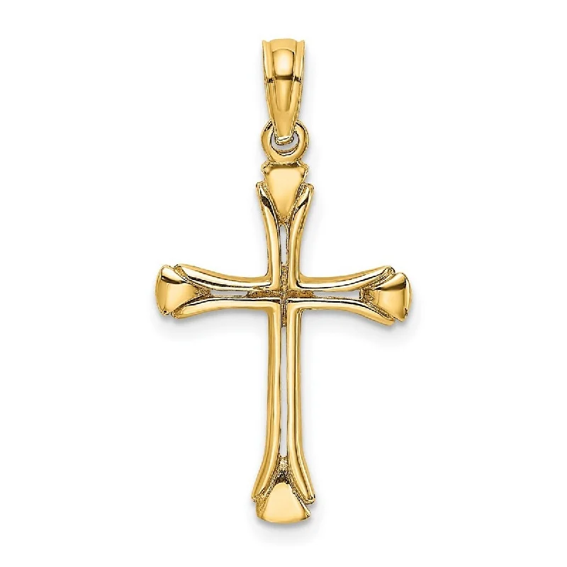 Knot-style necklaces-Exotic Necklaces-Curata 14k Yellow Gold Triangle-tip Polished Cut-out Cross Necklace 16mm x 24.5mm