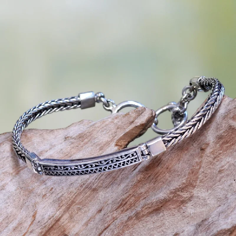 Spring clasp bangles-Symbol Rings-NOVICA Handmade Sterling Silver 'Ayung Wave' Bracelet (Indonesia)