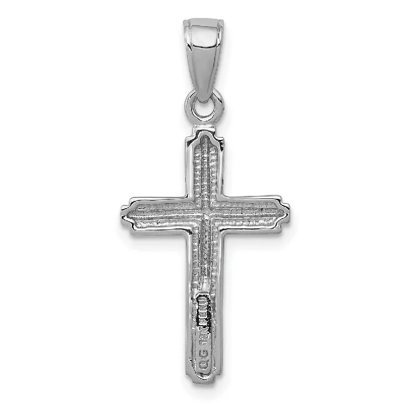 Birch wood necklaces-Angel Necklaces-Curata 14k White Gold 18" Striped Border Religious Faith Cross Necklace - 12x20mm