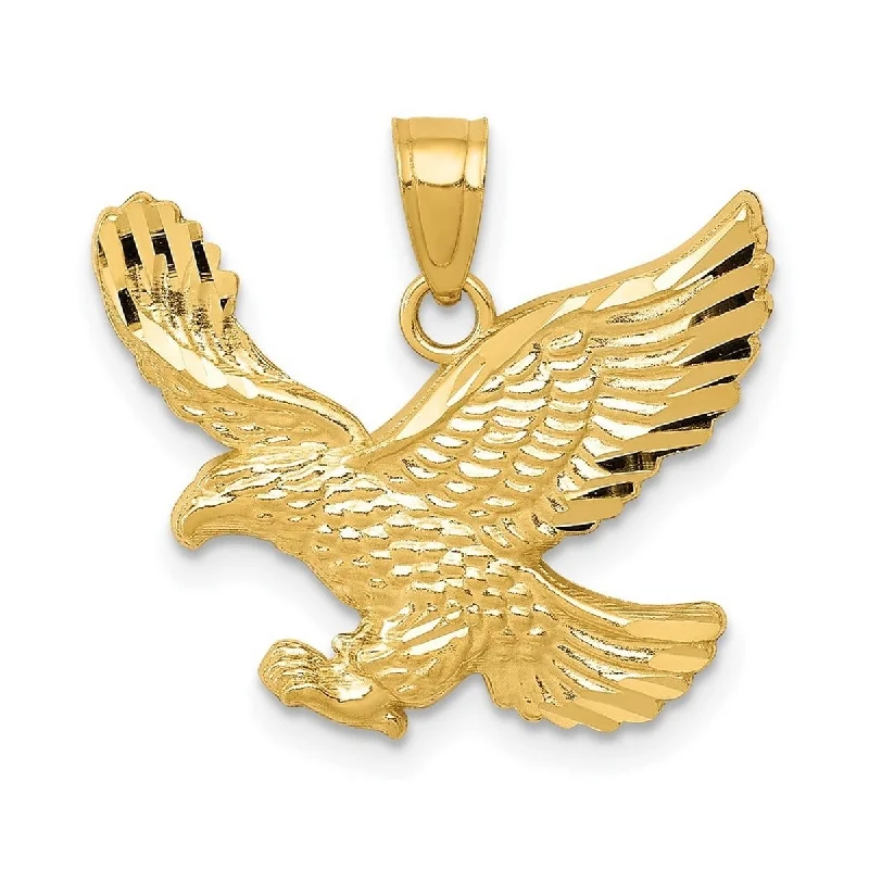 Bead-twisted necklaces-Antique Necklaces-Curata 14k Yellow Gold 18" 20x16mm Large Textured Flying Eagle Pendant Necklace Necklace