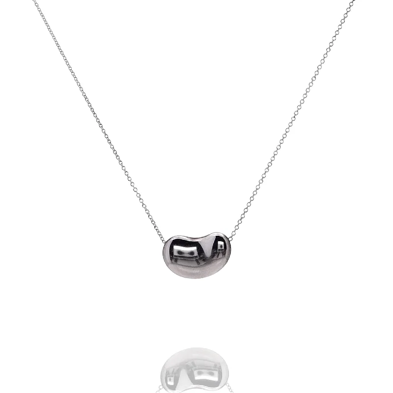 High gloss necklaces-Designer Necklaces-Estate Tiffany & Co Elsa Peretti Sterling Silver Polished Bean Pendant Necklace