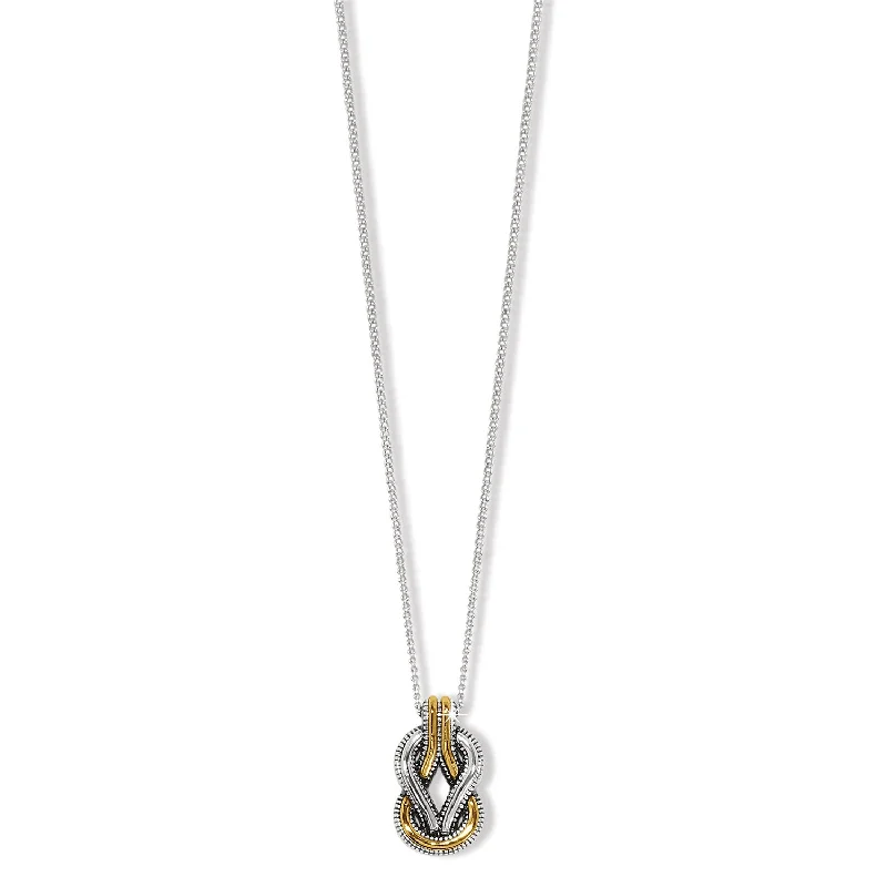 Etched initial necklaces-Pearl Necklaces-Brighton Interlok Harmony Two Tone Petite Necklace