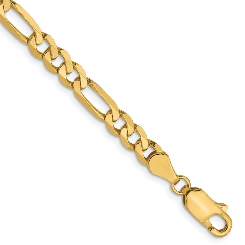 Swirl shape bangles-Lock Rings-Curata 14k Yellow Gold 4.75mm Flat Figaro Chain Bracelet