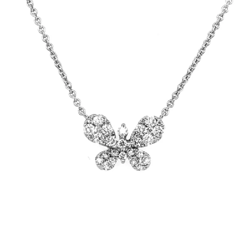 Clean cross necklaces-Locket Necklaces-18k Diamond Butterfly Pendant Necklace