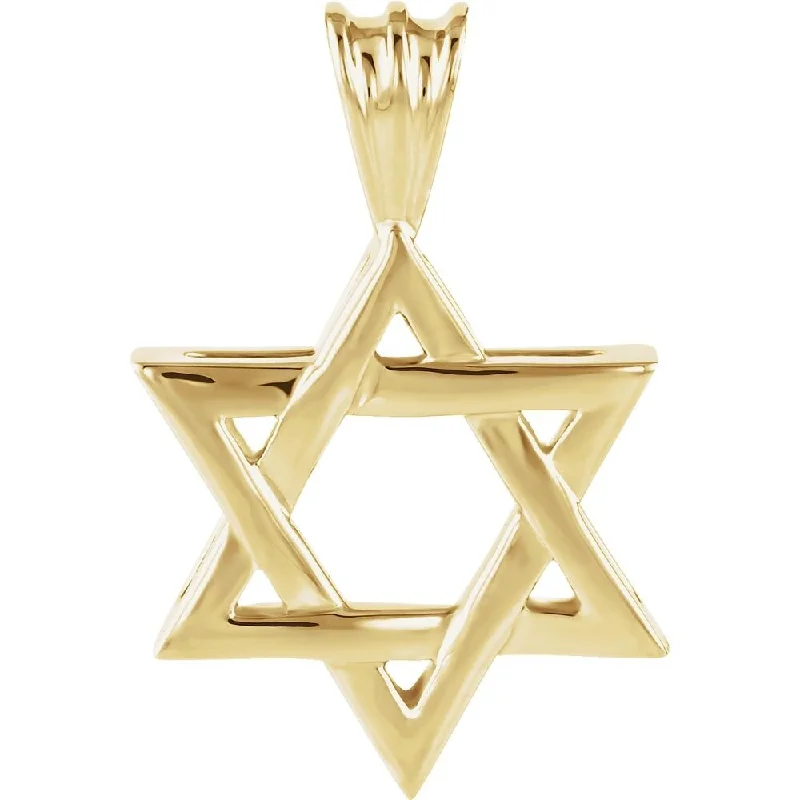 Linen cord necklaces-Planet Necklaces-Curata 14k Yellow Gold Star Of David Pendant Necklace, 16" (17x15.25mm)