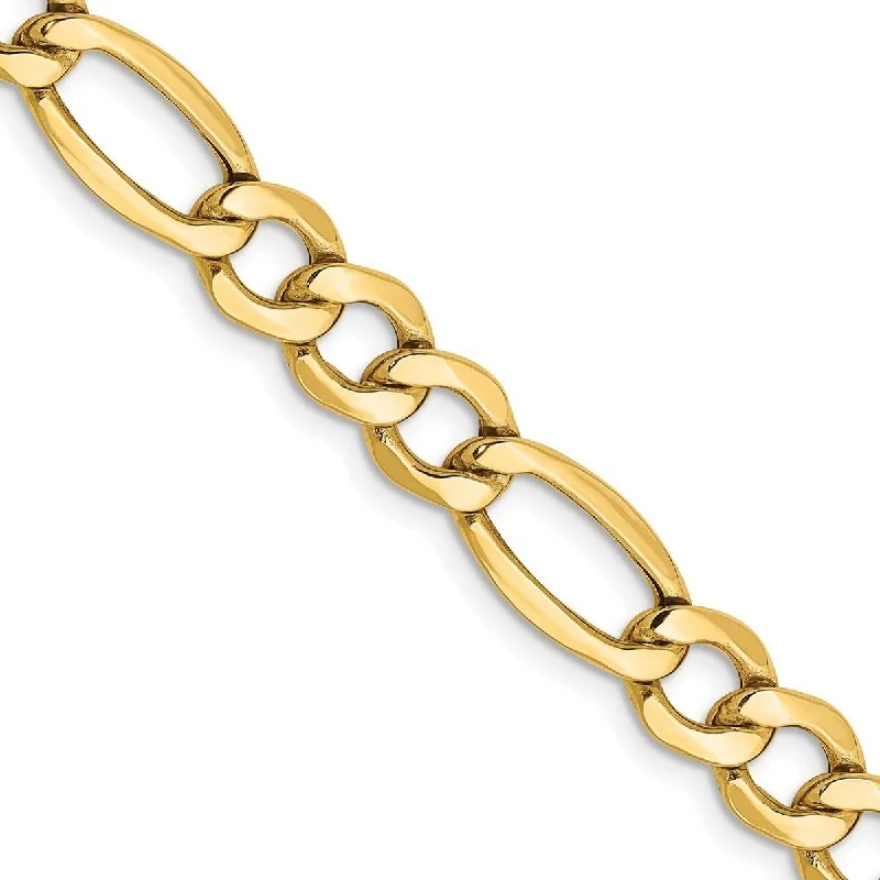 Silk edge bangles-Historical Rings-Curata 10k Yellow Gold Polished 7.3mm Semi Solid Figaro Chain Bracelet