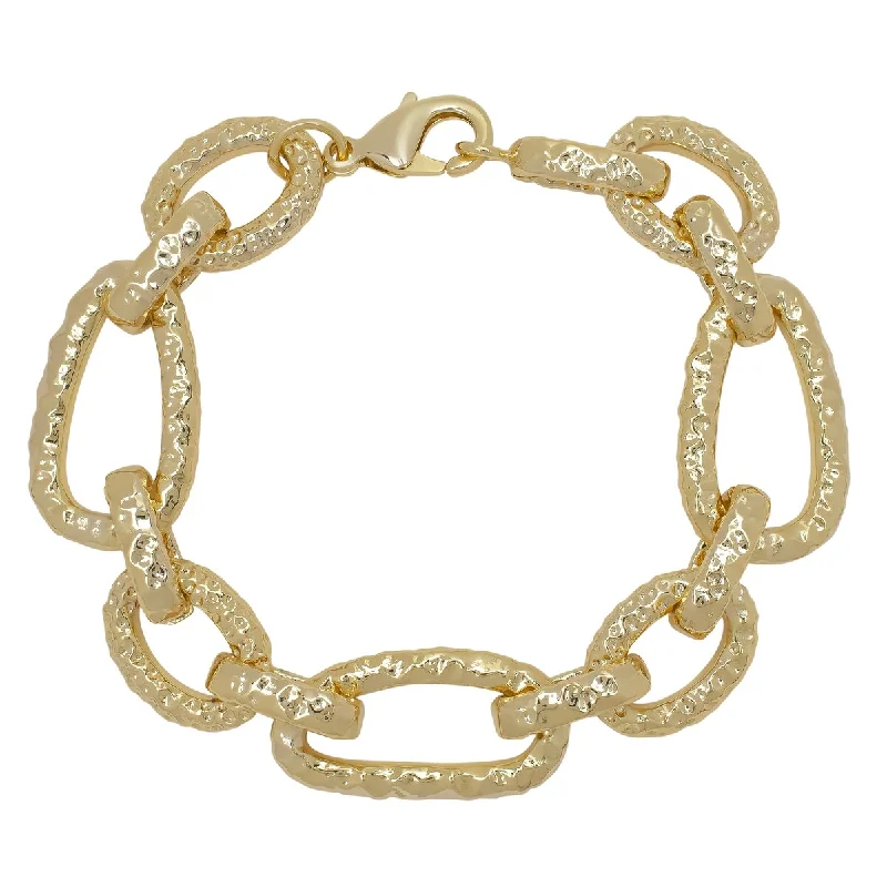 Fine pearl bangles-Lock Bangles-Victoria Townsend Gold Plated Chain Textured Bracelet