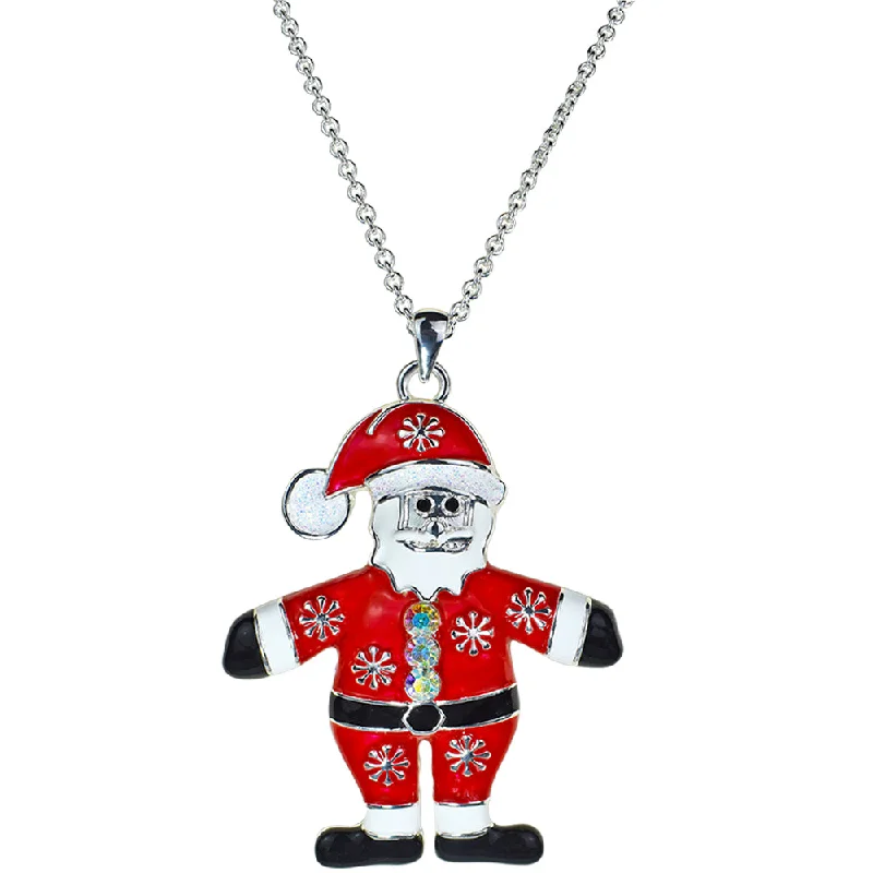 Orbit charm necklaces-Birthstone Necklaces-Santa Surprise Necklace (Sterling Silvertone)