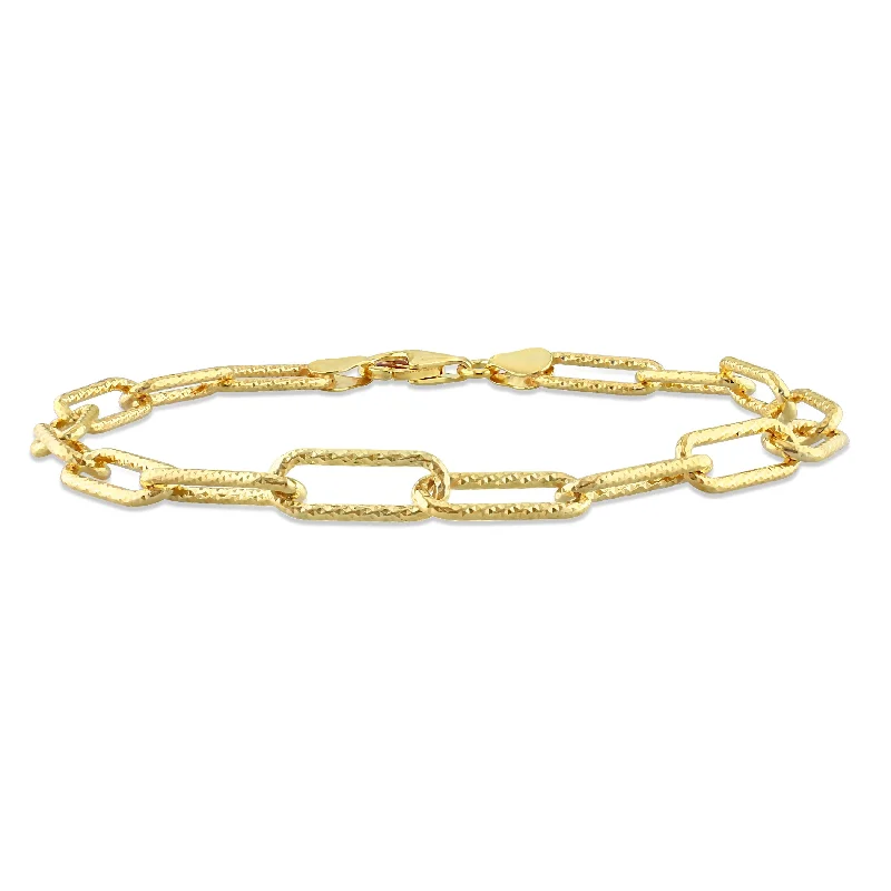 Beaded cluster bangles-Affordable Bangles-Miadora 18kt Yellow Gold Plated Sterling Silver Paperclip Men's Bracelet