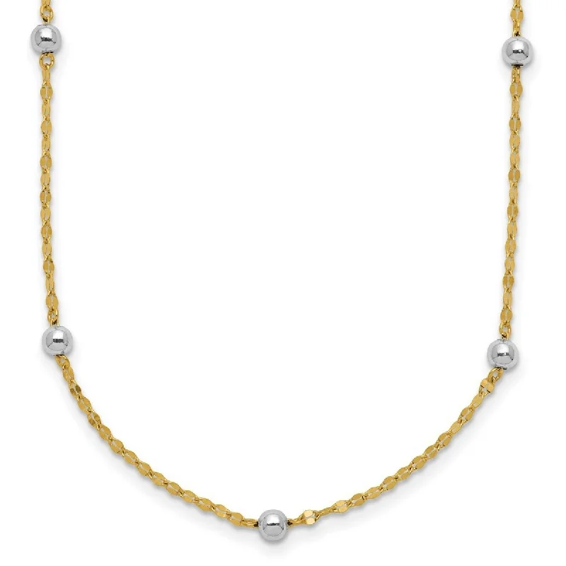 Bold druzy necklaces-Cultural Necklaces-Curata 14k Two Tone Gold Polished Bead Fancy Necklace, 17"