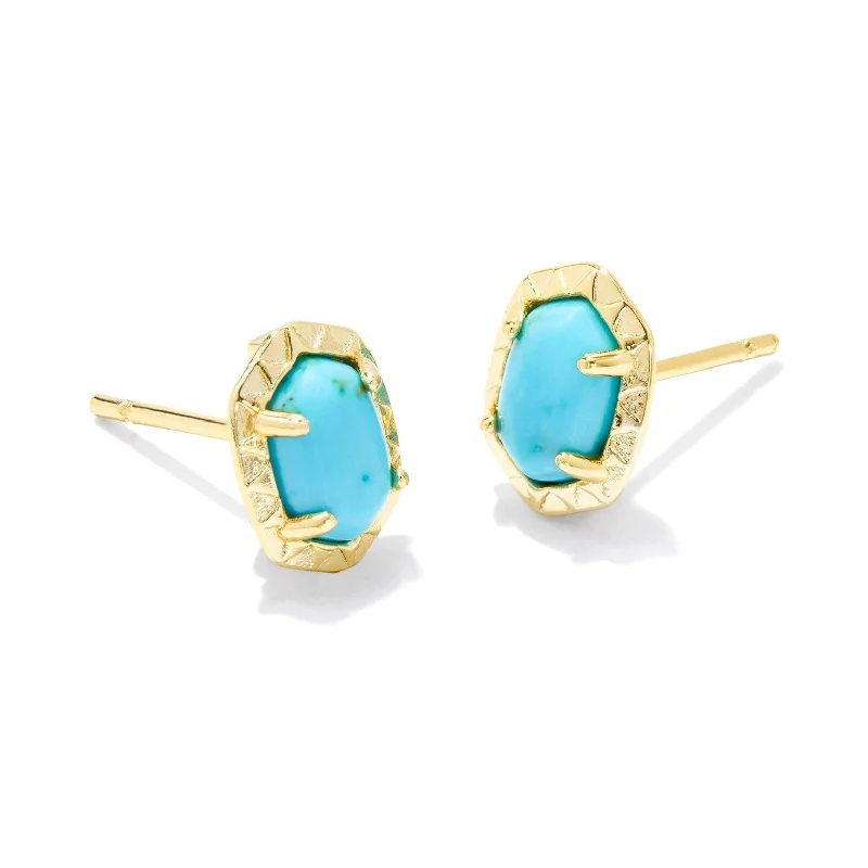 Mythological Earrings-Kendra Scott | Daphne Gold Stud Earrings in Variegated Turquoise Magnesite