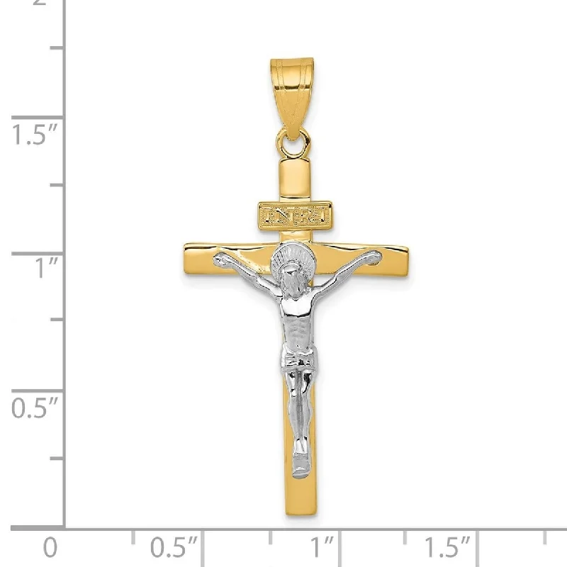 Lanka style necklaces-Zodiac Necklaces-Curata 14K Two-Tone Gold 18" INRI Crucifix Pendant Necklace - 43.1x20.8mm