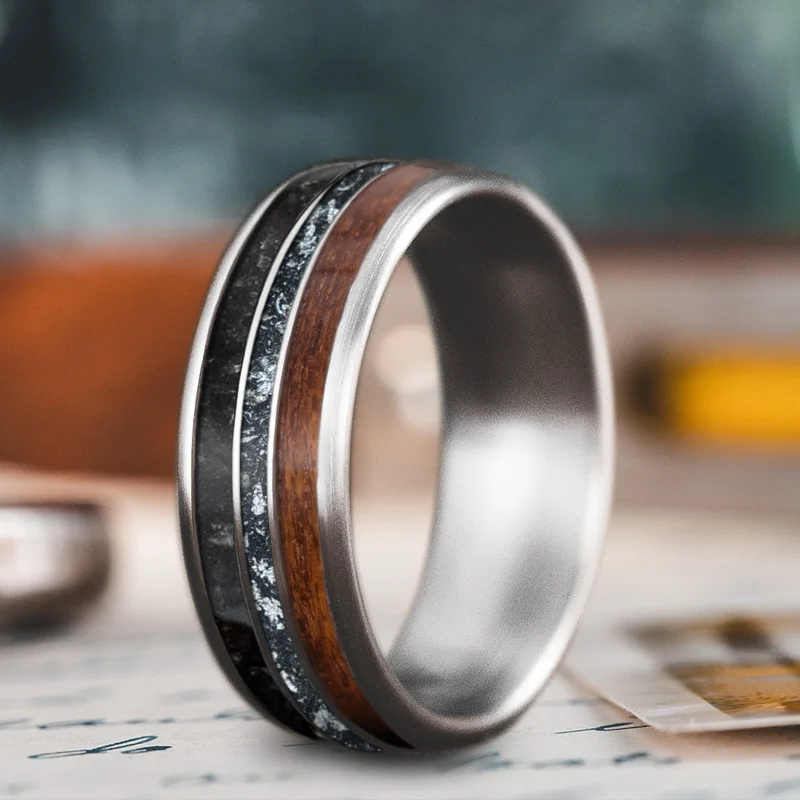 Dual-tone rings-Custom Design - 3-Inlay Narrow Center Ring em9GF-64mQIMHsyXveDDqtNJ