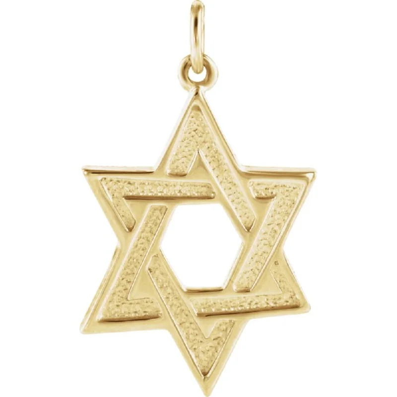 Regency style necklaces-Mermaid Necklaces-Curata 14k Yellow Gold Textured Religious Judaica Star of David Necklace 23.75x17.5